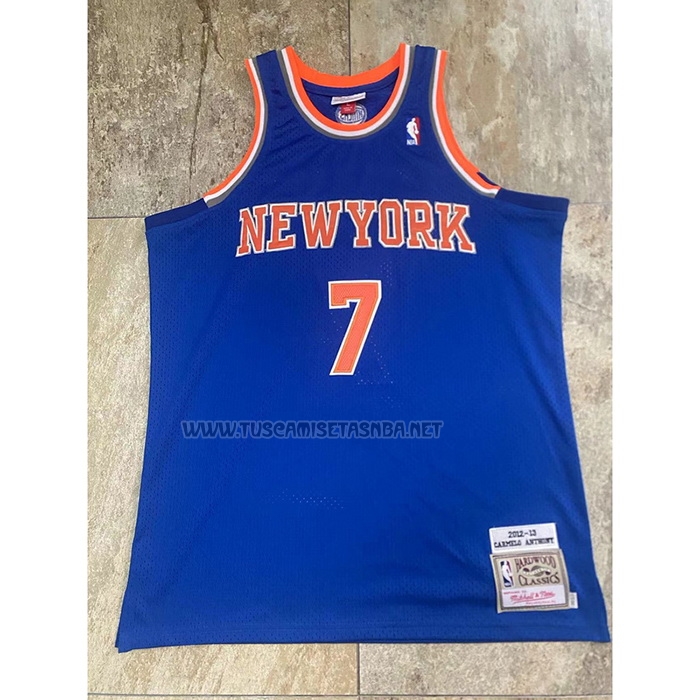 Camiseta Carmelo Anthony NO 7 New York Knicks Mitchell & Ness 2012-13 Azul